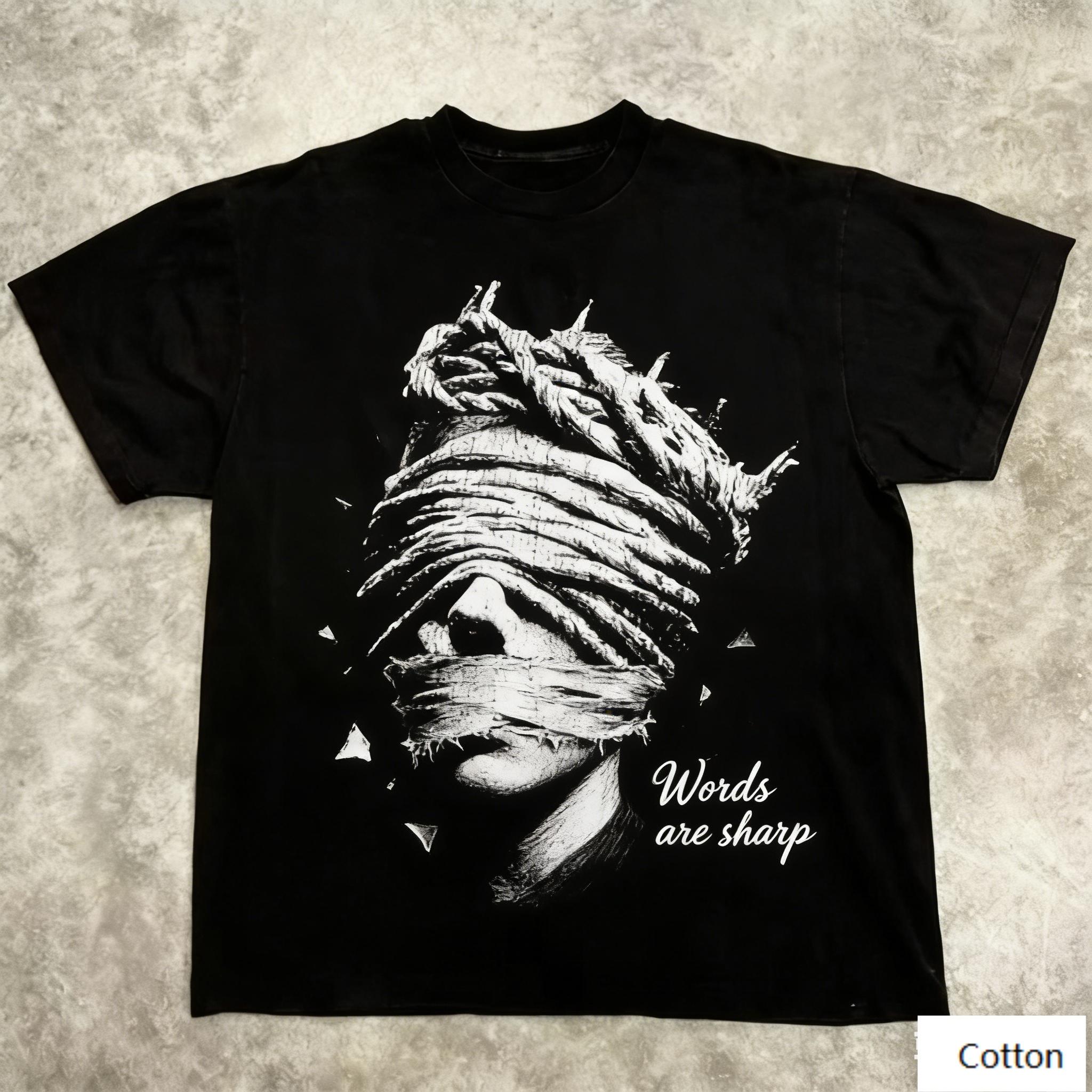 

Streetwear Unisex Cotton TShirt Featuring Edgy Freedom Is A Dream Design Dark Art Street Style Top M