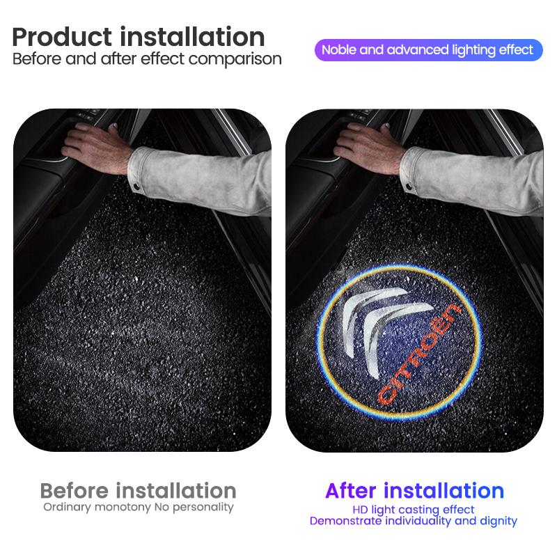 1/2Pcs Car Door Welcome Laser Led Projector Wireless Logo Light Accessories For Citroen C3 C5 AIRCROSS C5X C4 Cactus e-C4 X e-C3