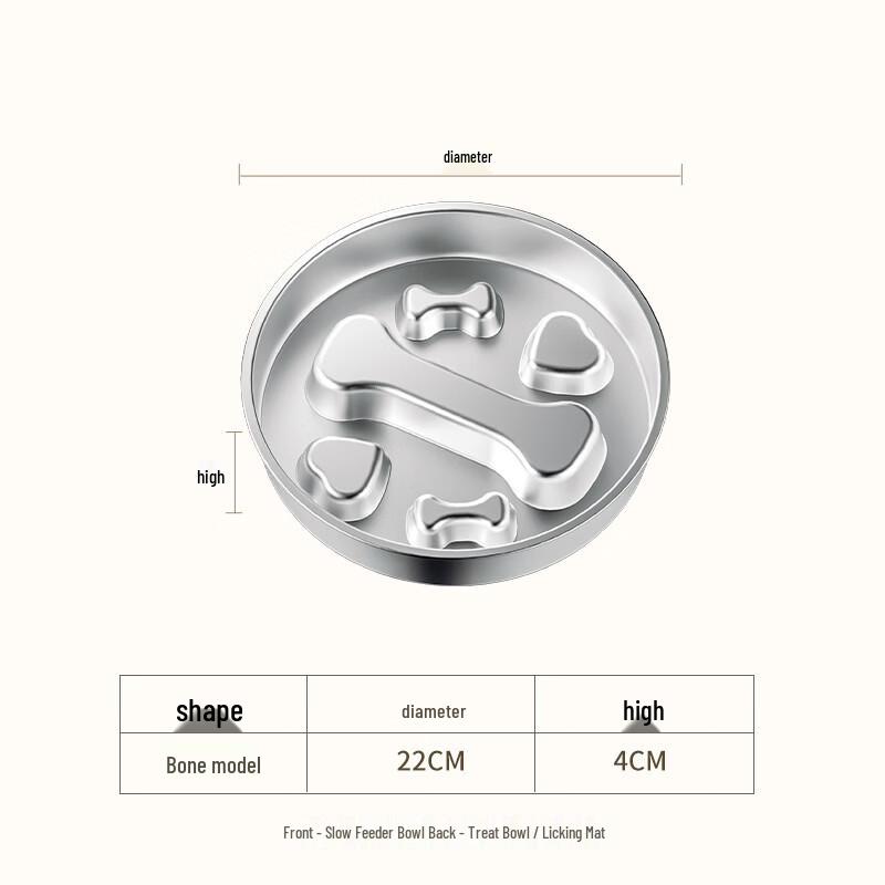 ZISIZ 304 Stainless Steel Anti-Spill Pet Bowl