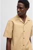 Overfit Cotton Beige [HUGO] Shirt, Seersucker, Men's, S,