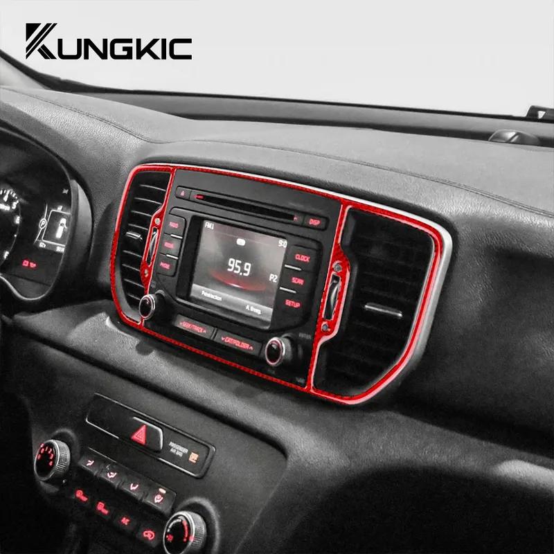 For Kia Sportage 2017 2018  LHD RHD Real Soft Carbon Fiber Sticker Car Central Center AC Outlet Interior Trim Accessories
