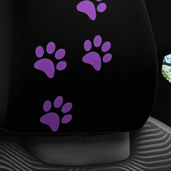 Durable Polyester Car Seat Accessories 2Pcs Universal Headrest Cover with Purple Cat Paw Print, Elastic Personalized Vehicle Sleeves Protector