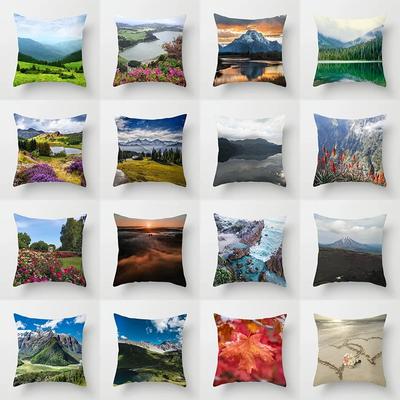 Luxury Home Decor Pillow Cover Car Living Room Sofa Cushion Cover Natural Scenery Pattern Cushion Cover