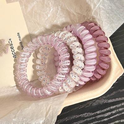 5 stuks Set Telefoonsnoer Scrunchies Spiraal Elastiekjes Verloopkleur Geruit Print Telefoonsnoer Elastische Haarband Haaraccessoires