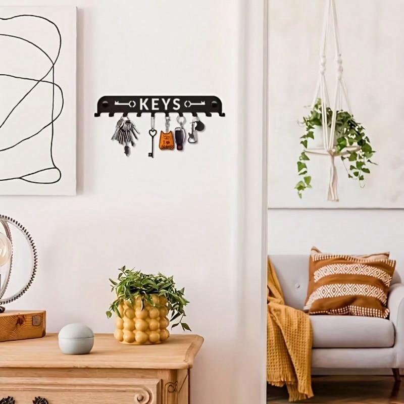 Heavy Duty Modern Black Metal Wall Hook Key Holder Space Saving Vertical Organizer for Entryway Bathroom Easy Screw Mount