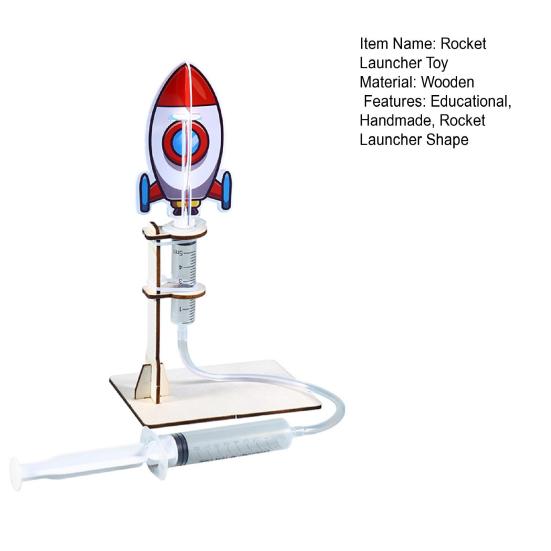 1 Sada DIY Model Raketometu Ručně Vyráběné Dřevěné Puzzle Vzduchem Poháněná Raketa Stavební Řemesla Děti STEM Vzdělávací Vědecký Experiment Hračka