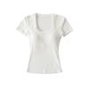 Spice girl u-neck short-sleeved t-shirt women's short with chest pad summer waist tight sexy t-shirt high waist bottoming shirt top