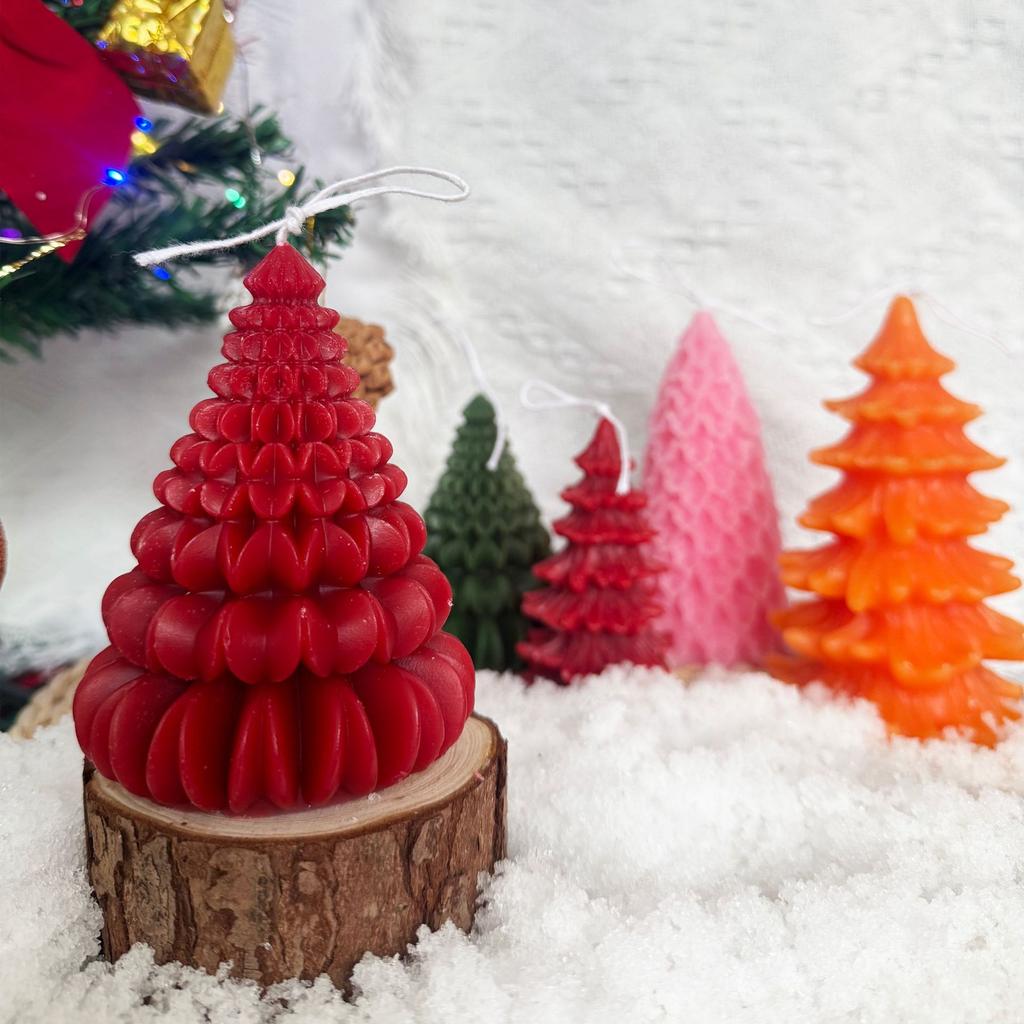 Christmas Macaron Colorful Creative Christmas Tree Shape Candle Christmas Gift Christmas Candle Candle Ornament
