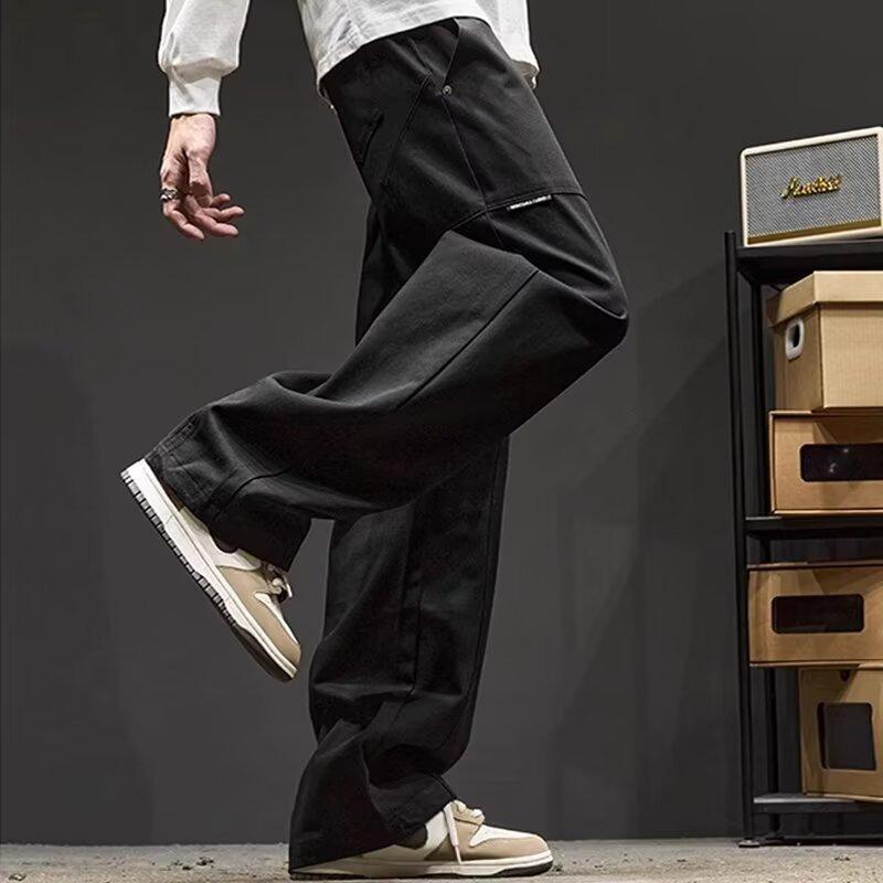 Autumn and winter solid color sweatpants men's thin trendy new wide-leg loose straight versatile casual trousers