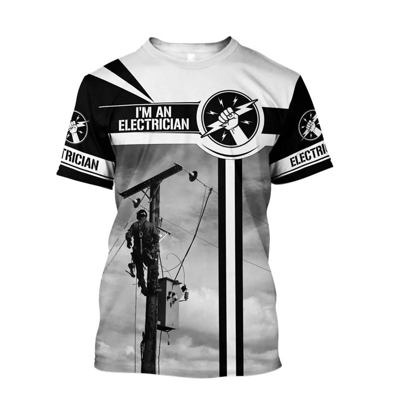 Fashion 3D Print T-Shirt For Men Electrician Uniform Leisure O-neck Oversized