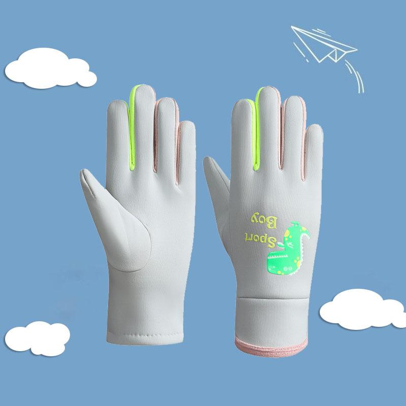 Winter Children's Gloves Cartoon Dinosaur Fluorescence Cycling Kids Warm Sports Skiing Windproof Waterproof Boys Girls Gloves