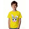 European Size Childrens Round-neck Short-sleeved T-shirt with Rabbit Pattern Print