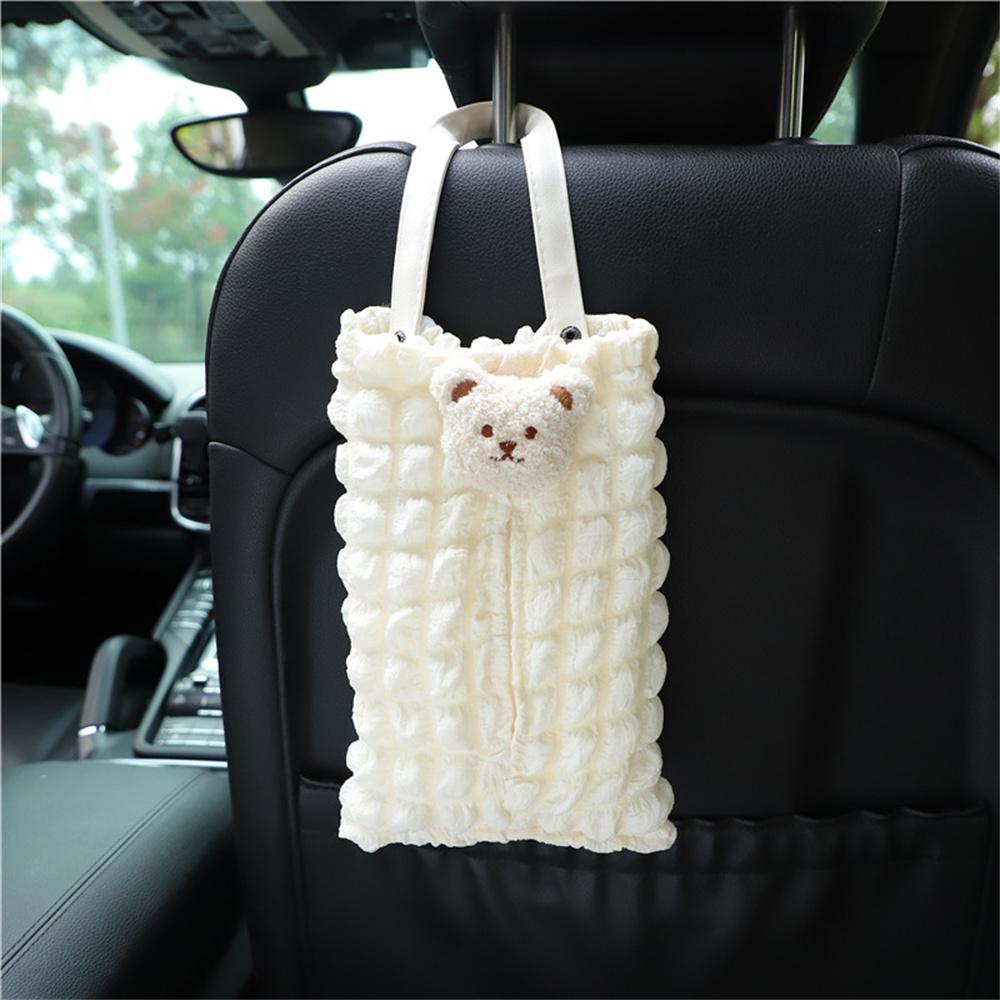 Cute Puff Cartoon Bear Bunny Tissue Bag Portable Hanging Tissue Case Box Holder Car Towel Napkin Papers Bag Paper Storage Box