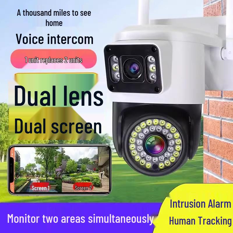 4G Outdoor Three-Screen 360-Degree Night Vision Surveillance Camera with Mobile Remote Access