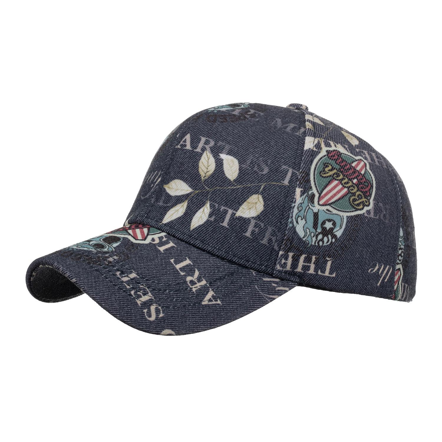 

Бейсболка с нейтральным буквенным принтом для улицы, шляпа от солнца Adjustable тёмно-синий