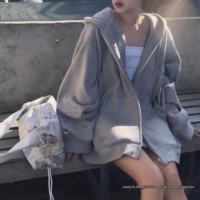 Women's 2025 Trendy Velvet-Lined Hoodie: Loose Korean-Style Baseball Jacket for Autumn/Winter