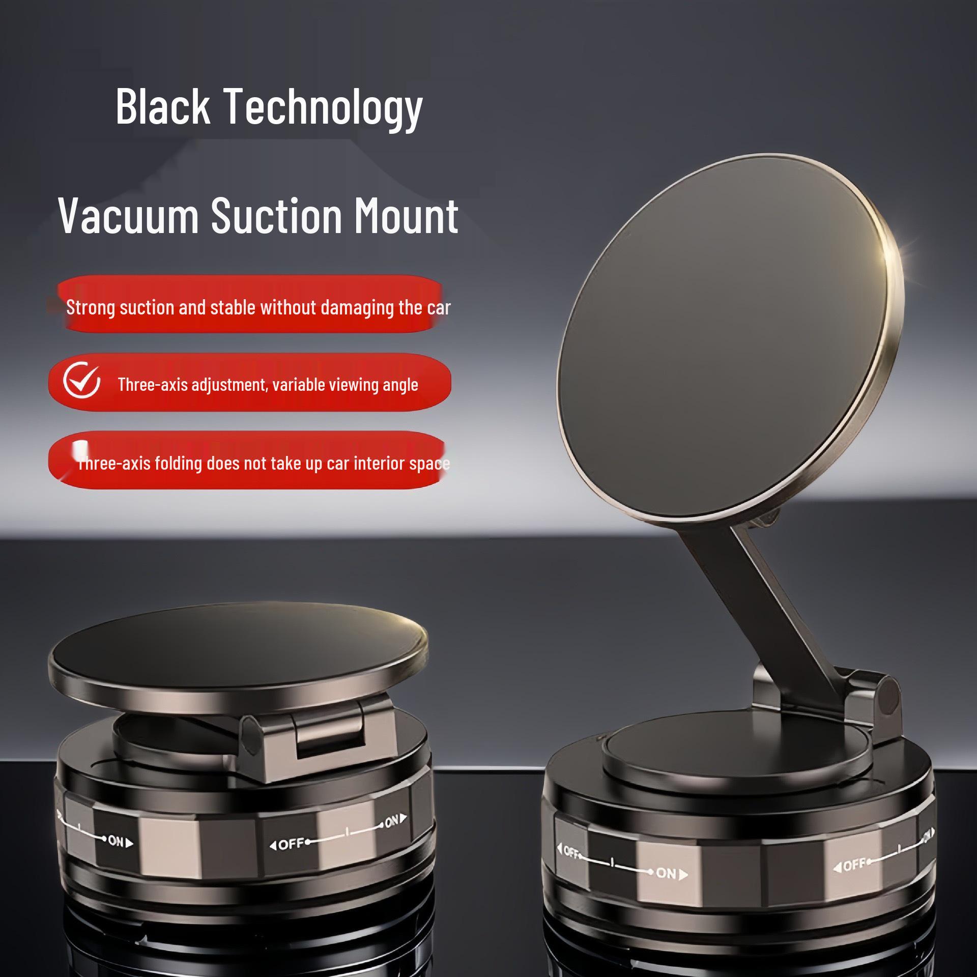 Portable Foldable Magnetic Car Phone Mount - Stable, Anti-Shake Suction Cup Holder чёрный