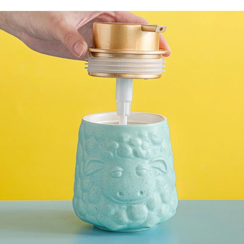 Animal Embossed Ceramic Hand Sanitizer Bottling Bathroom Shower Gel Shampoo Lotion Bottle Household Disinfectant Press Container