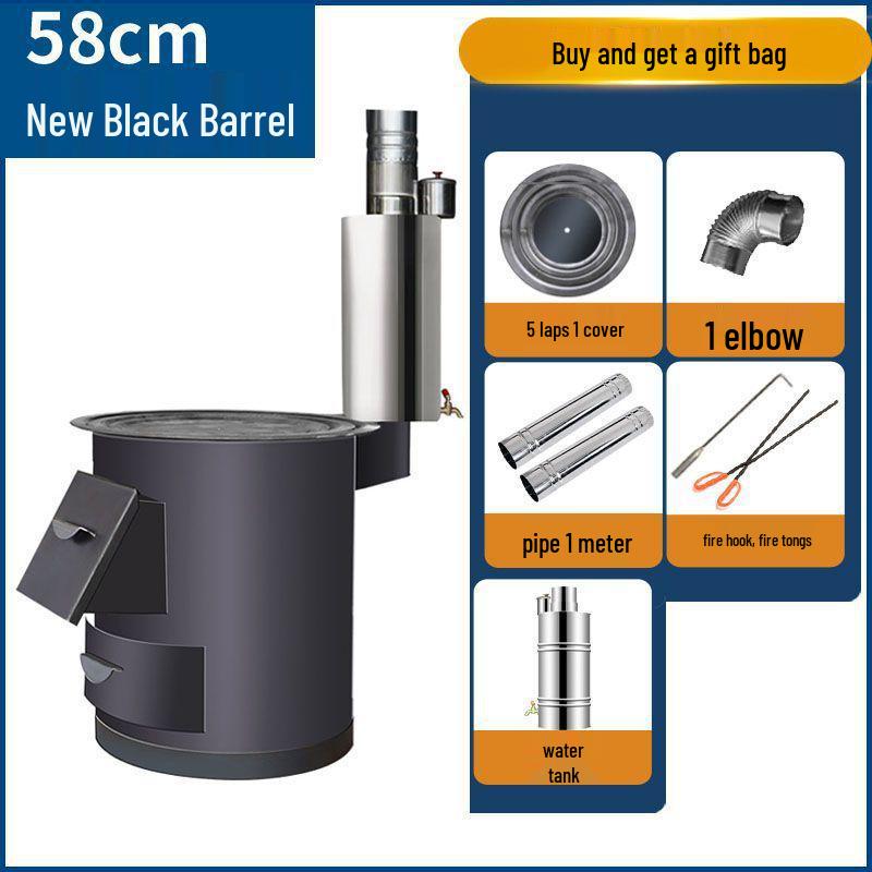 Energy-Saving Portable Indoor Firewood Stove: Smokeless Iron Heating with Big Pot Table for Rural and Courtyard Use.