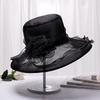 Hat Women's Mesh Foldable Sun Hat Spring Summer British Style Wide Brim Hat with Bow