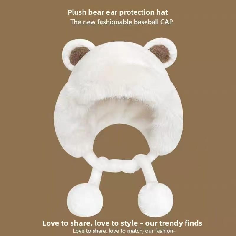 

Thickened plush fox ears hat, scarf integrated autumn and winter cold and warm Lei Feng hat