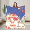 Kawaii My Melody Blanket Flannel Spring/Autumn Anime  Multifunction Warm Throw Blanket for Sofa Car Rug Piece