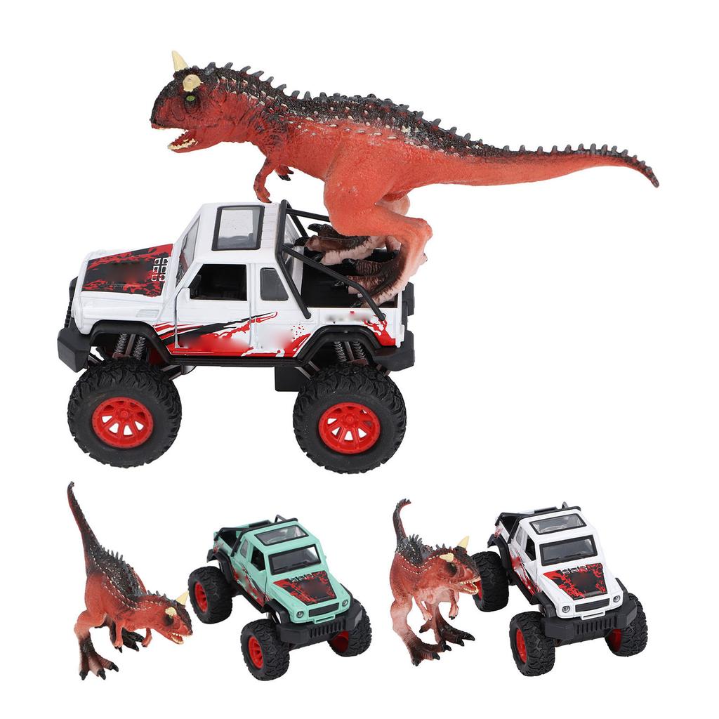 Off Road Car Toy Set with Dinosaur Sound Light Car Model Alloy Big Wheel Pull Back Off Road Toy Vehi