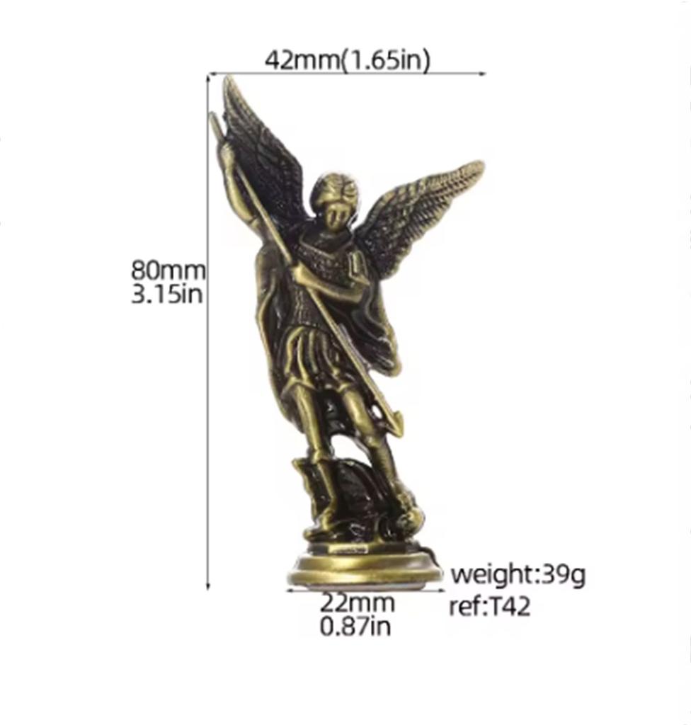 Christian Saint Michael FigurineThe Archangel Defeating Satan Guardian Statues Zinc Alloy Ctafts for Home Room Tabletop Desktop