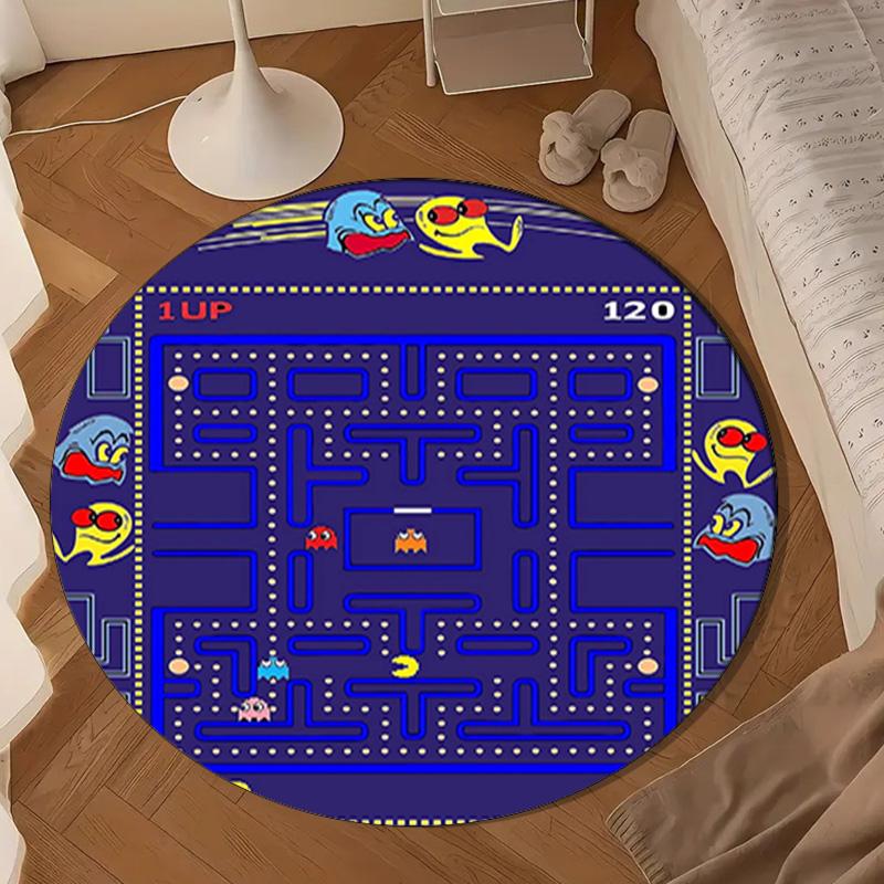 Pac Game Adventure Round Rug for Livingroom,Bedroom, Palyroom, Chair Rug, Area Rug, Circle Carpet, Large Size Fan Christmas Gift