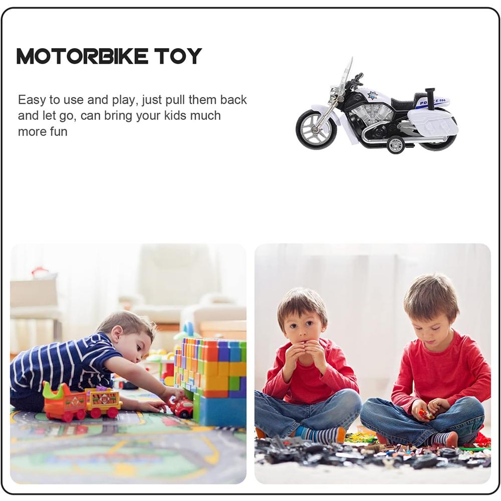 1/12 Police Motorcycle Toy Car Model Child Pull Back Motorbike Toy