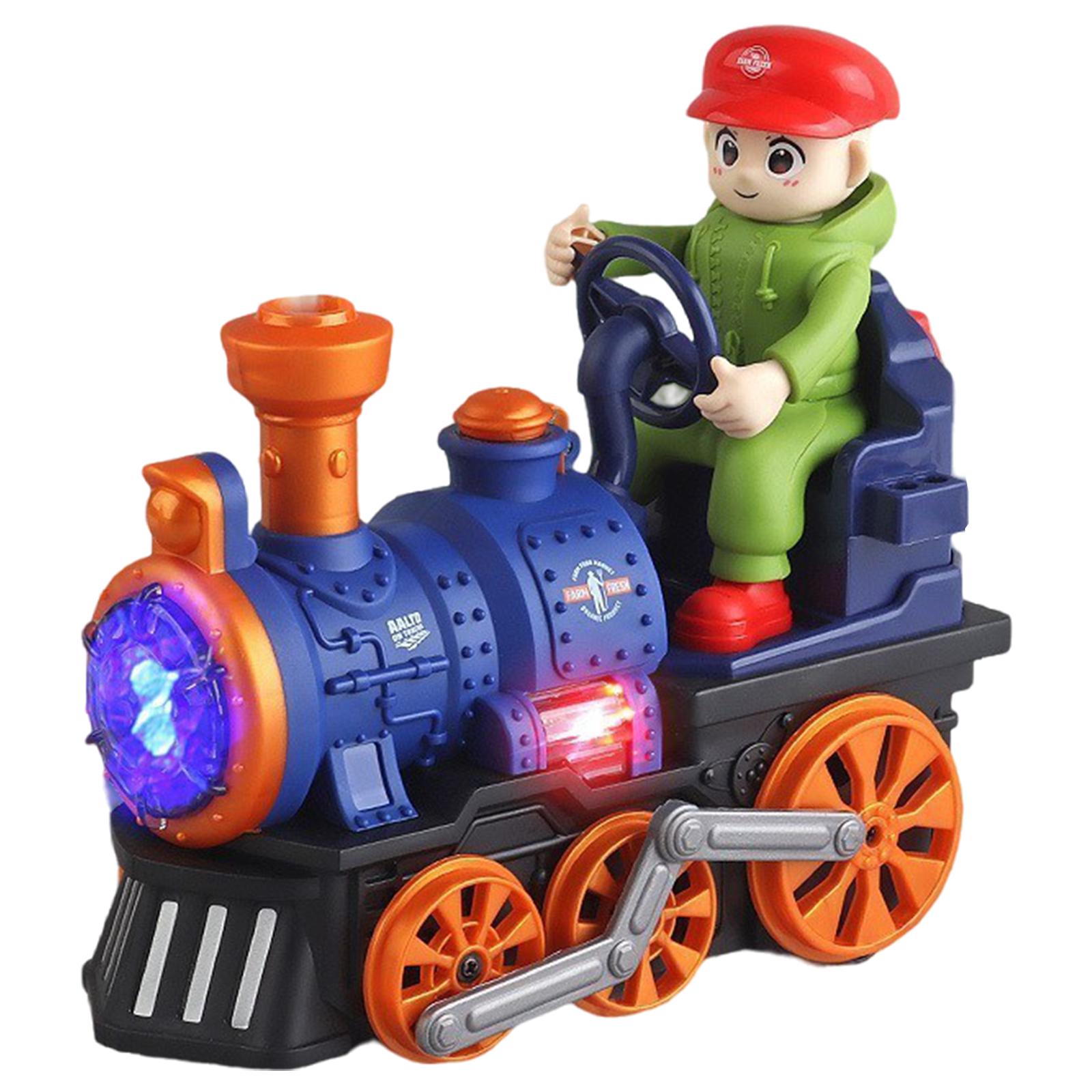 

Retro Locomotive Toy Battery Powered Universal Wheel Spray Locomotive Model Omnidirectional Wheels for Boys Electric Spray Steam синий