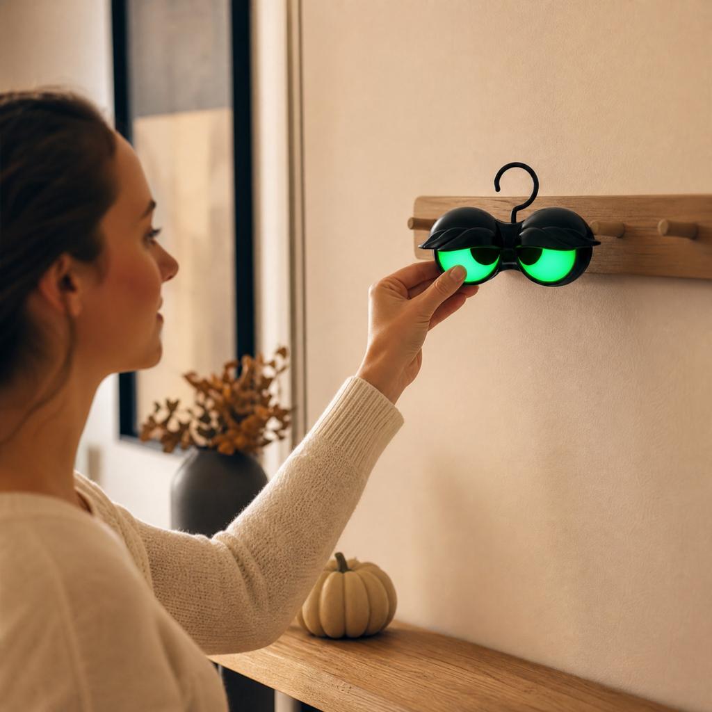 Ganci Occhi Luminosi di Halloween con Timer, Luci Occhi che Spiano Lampeggianti, a Batteria (Batterie non incluse)