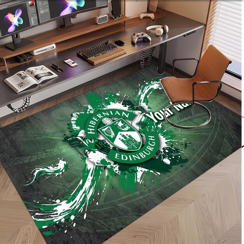 Personalized Crystal Velvet Carpet Hibernian FC Pattern Non Slip Floor Rug