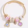 Versatile Metal Pendant Bracelet with Heart & Bear Charm