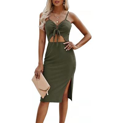 Letnia moda wycinana sukienka na ramiączkach damska Backless sznurowana seksowna sukienka z rozcięciem kobiety 2023 Bodycon Party Y2k Sundress ubrania 24954
