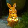 Solar Garden LED Light Statues Rabbit  Flowers Decoration Outdoor Indoor Mothers Day Gardening Gifts Bunny Lawn Statue Ornament