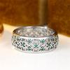Green Crystal Hollow Zircon Stone Rings For Women Vintage Silver Color Engagement Ring Wedding Jewelry Bridal Versatile Gift