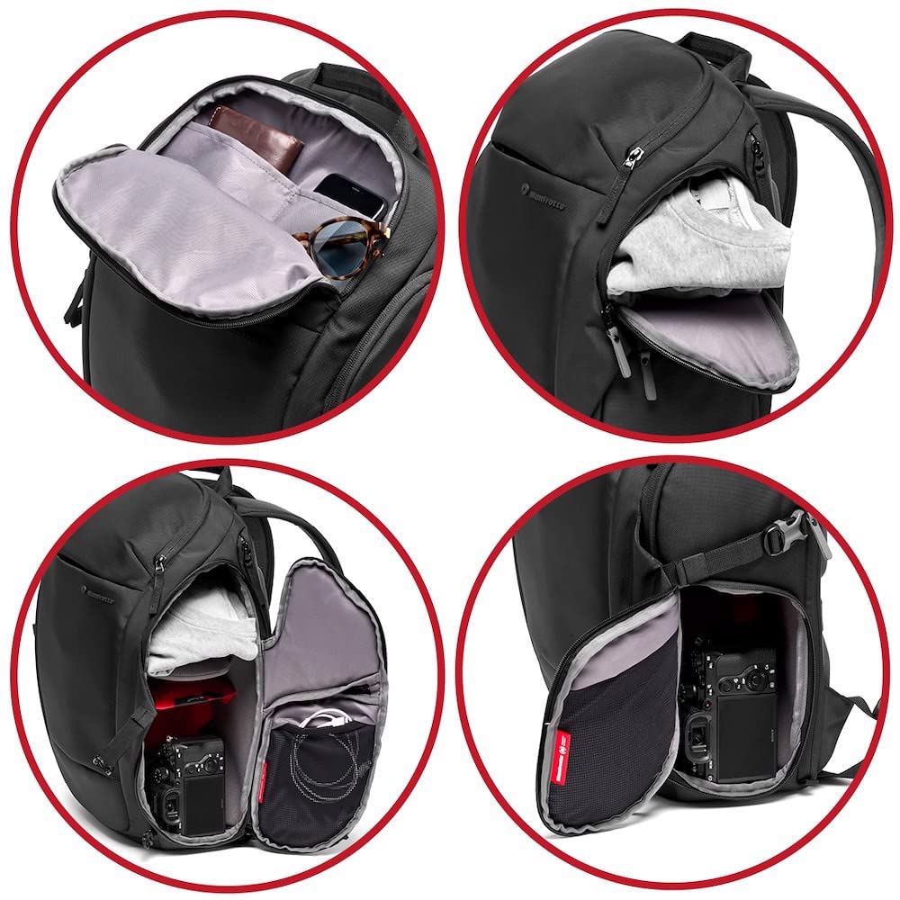Manfrotto Advanced Travel Backpack M III SLR Mirrorless Camera Water Repellent Material Rain Cover Included MB 19.2L MA3-BP-T