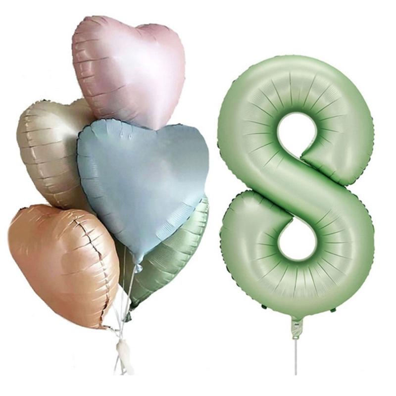 6Pcs Cream Color Number Balloon Set Beige Caramel Number 0-9 Balloon Foil Helium Ball Birthday Wedding Party Decoration