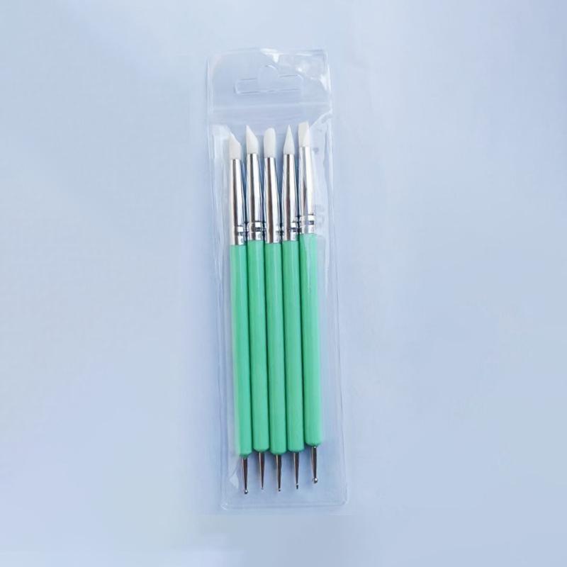 5 Pcs Silicone Clay Sculpting Tool For Brush Modeling Dotting Nail Art Pottery Clay Tool Diy Carving Sculpting Tools Soft Head