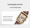 Gedi Women's Gold Square Retro Roman Numeral Leather Strap Quartz Watch – Artistic Daily Gift