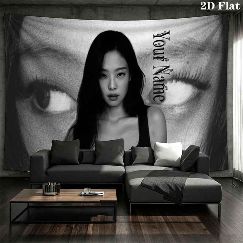 Blackpink Custom Name Wall Tapestry Aesthetic Wall Hanging Printed Fabric Blanket Decorative Tapestries for Bedroom Living Room Home Decor