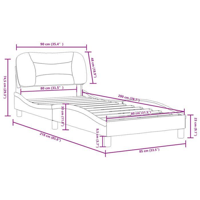 VidaXL Cadre de Lit avec Tête de Lit, Lit Rembourré, Sommier à Lattes, Lit Simple, Lit Adulte de Chambre à Coucher 3207960