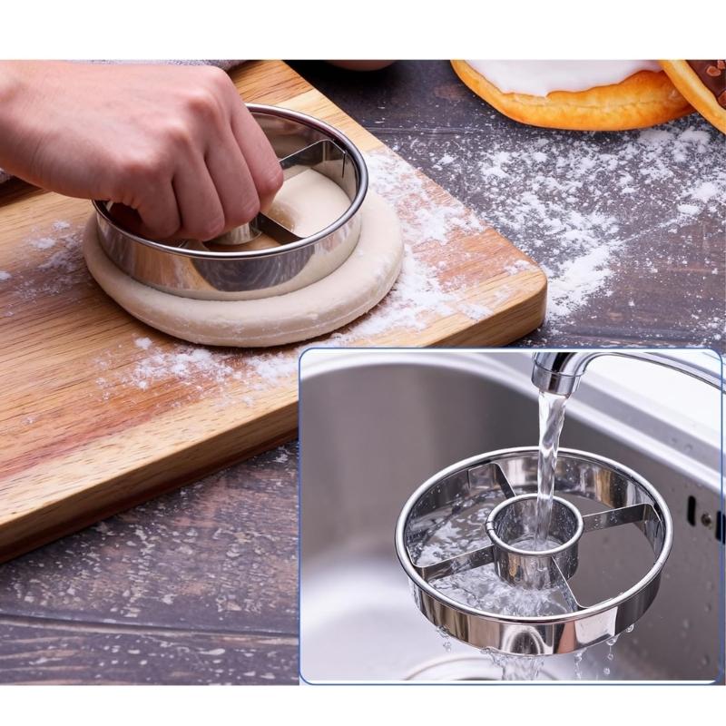 Set of 2 Commercial Stainless Steel Dessert Mold Cutters Baking Accessories Metal Texture Suitable for Baking Cookie