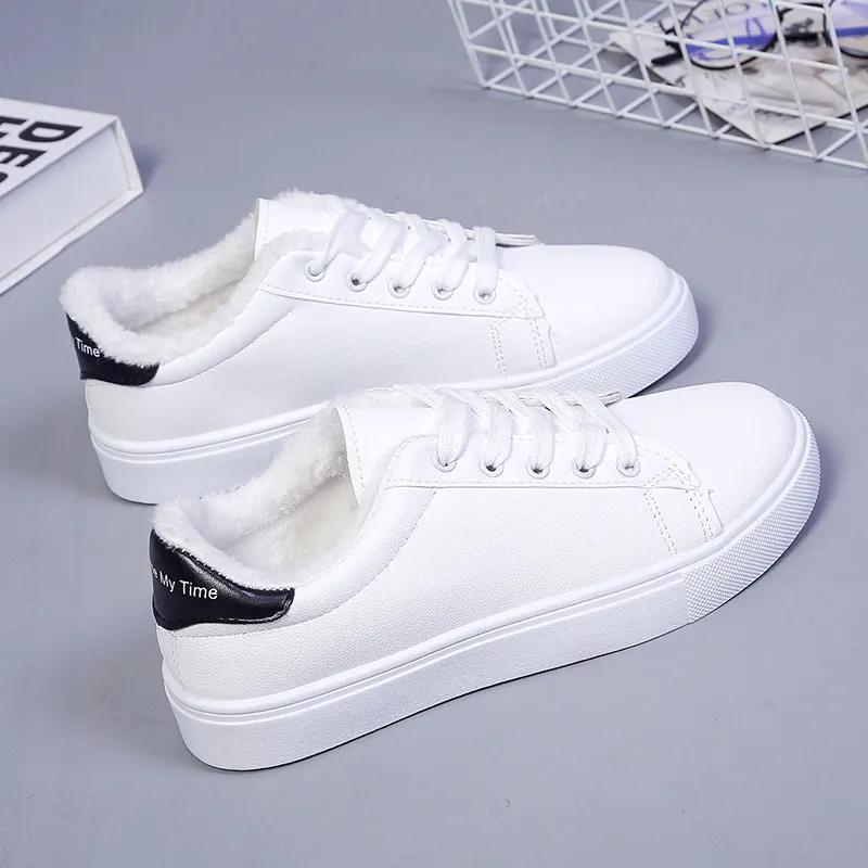 WTEMPO Plush Cotton Shoes Women Versatile Autumn Winter Flat Heel Casual Shoes Large Size Warm Sports Shoes