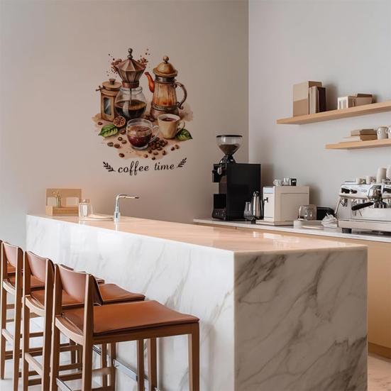 Adesivo Murale Tazza da Caffè Tè Rimovibile Stacca e Attacca Latte Decorazioni Murali Adesivi Cartello Caffè Divertente per Cucina Casa Ufficio