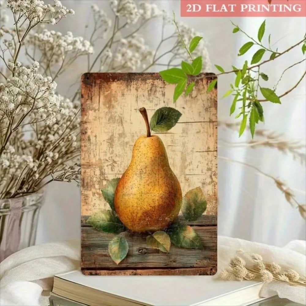 

Metal Wall Art Vintage Pear Design Rustic Farmhouse Decor Kitchen Dining Room TYA22161-20x30cm різнокольоровий