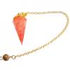 Faceted Pendulum In Resin, Spring and New Rose Quartz Chips