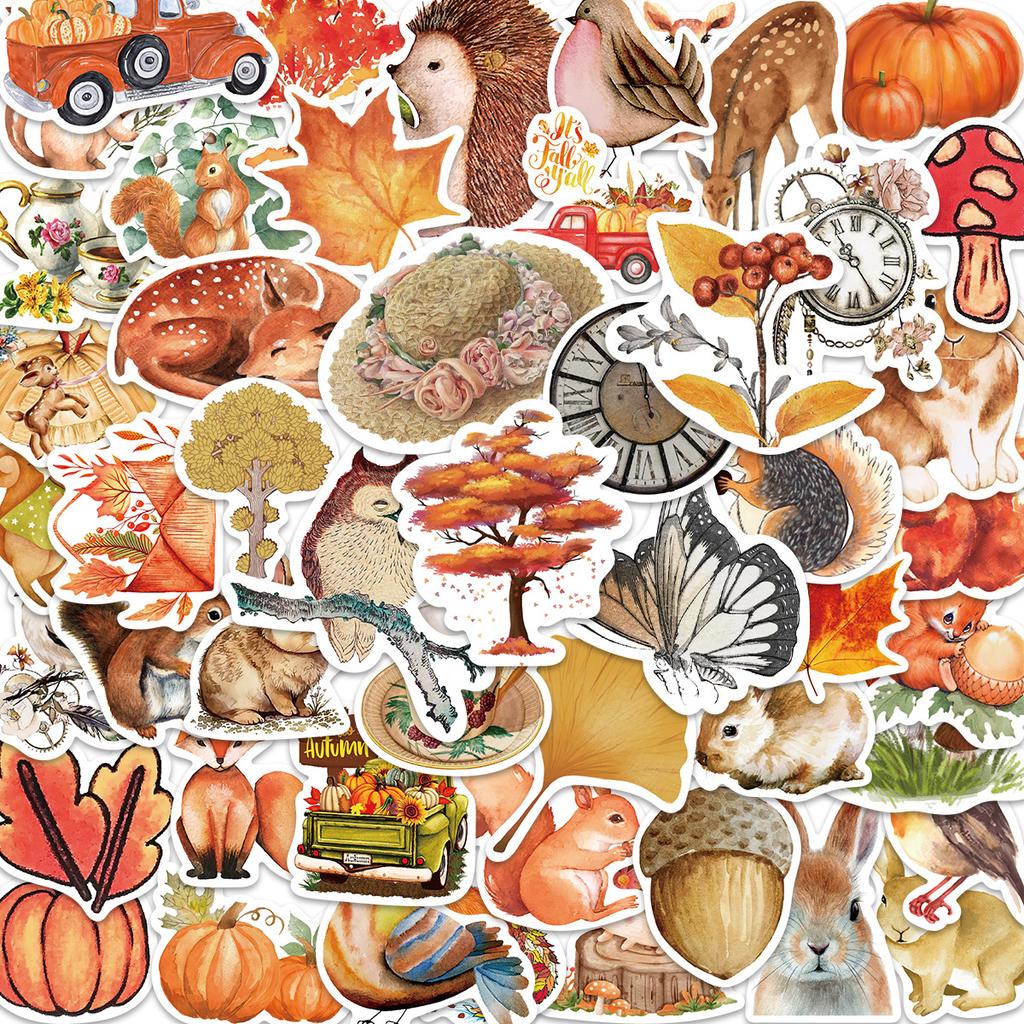 50 Autumn Forest Graffiti Stickers Decorative Guitar Notes Suitcase DIY Waterproof