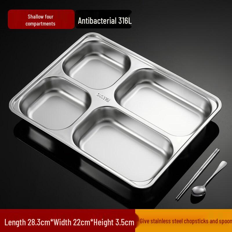 Zhebu 316L Stainless Steel Divided Meal Tray